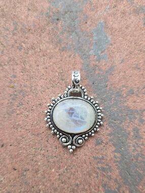 Large Sterling silver Pendant - White Moonstone